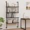 4-Tier Ladder Shelf, Wall-Mounted Bookcase with Wooden Boards & Metal Frame